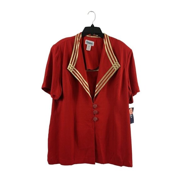 Periwinkle Tops - Periwinkle Women's Red & Gold Trim Top
